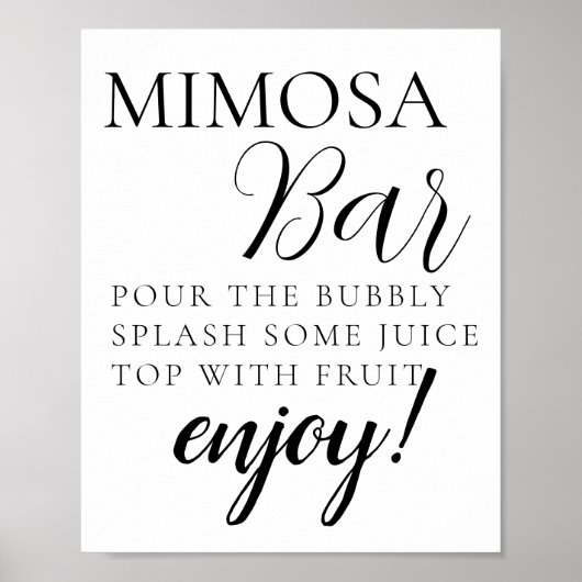 Minimaal tekstscript Mimosa Bar-bord Poster (Voorkant)