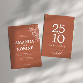 Minimaal Terracotta Huwelijksuitnodiging Kaart