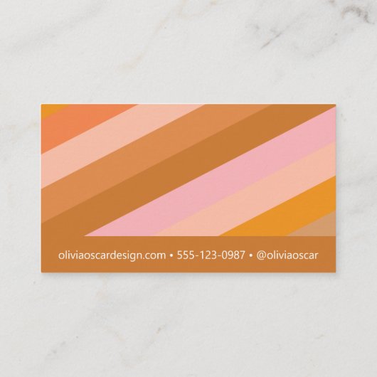 Minimaal terracotta roze retro boho strepen Schatt Visitekaartje (Achterkant)