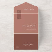 MINIMAAL TERRACOTTA RUST MONOGRAM WEDDING SCANDI ALL IN ONE UITNODIGING (Buitenkant)