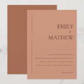 MINIMAAL TERRACOTTA RUST ORANJE TYPOGRAFIE WEDING KAART (Voorkant / Achterkant)