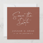 Minimaal Terracotta Script Foto Bruiloft Save The Date (Voorkant)