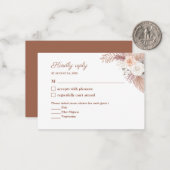 Minimaal Terracotta Waterverf Bloemen Bruiloft RSV Notitiekaartje (Voorkant / Achterkant in situ)