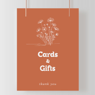 Minimaal Terracotta Wildflower Kaarten en Cadeaus Poster