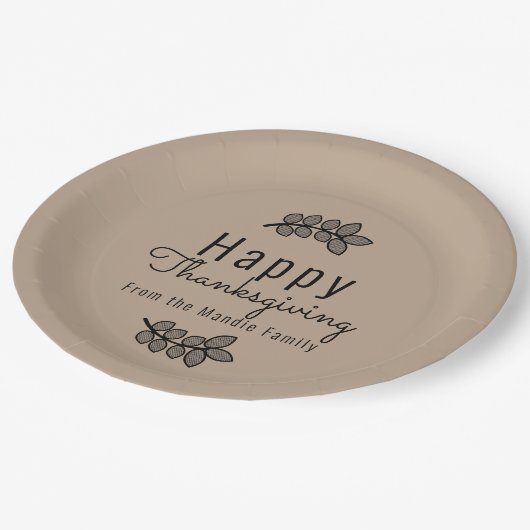 Minimaal Thanksgiving Branch Greenery Script Papieren Bordje (Gekanteld)