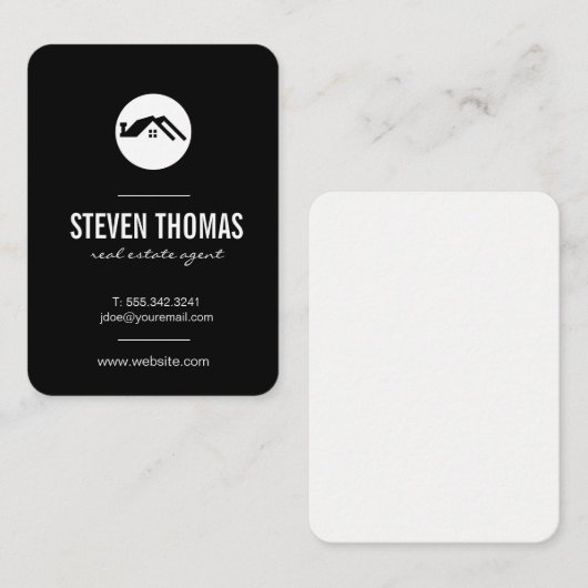 Minimaal thuispictogram / zwart wit visitekaartje (Voorkant / Achterkant)