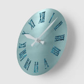 Minimaal Tiffany Aqua Blauwgroen Glitter Roman Num Ronde Klok (Hoek)