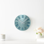 Minimaal Tiffany Aqua Blauwgroen Glitter Roman Num Ronde Klok (Huis)