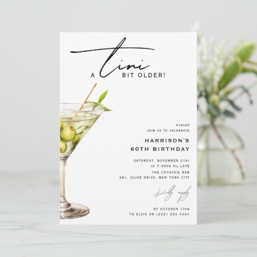 Minimaal 'tini beetje ouder! Cocktail verjaardagsf Kaart (Staand voorkant)