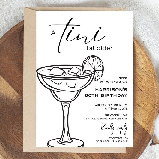 Minimaal 'tini beetje ouder! Cocktail verjaardagsf Kaart