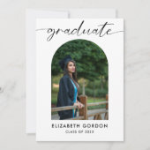 Minimaal Trendy Script Arch Photo Afstuderen Save The Date (Voorkant)