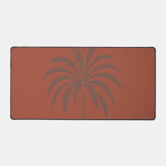 Minimaal Tropisch Palmbomenpatroon Terracotta Bureaumat (Voorkant)