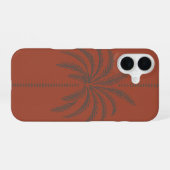 Minimaal tropisch palmbomenpatroon terracotta  iPhone 16 hoesje (Achterkant horizontaal)