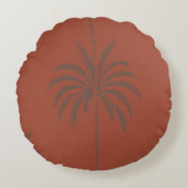 Minimaal Tropisch Palmbomenpatroon Terracotta Rond Kussen