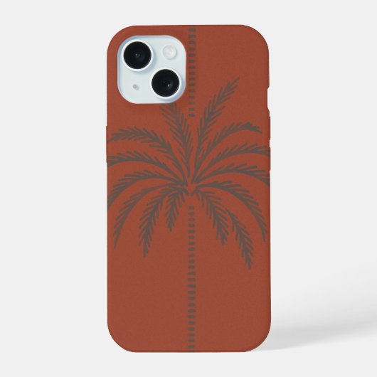 Minimaal Tropisch Palmboompatroon Terracotta  iPhone 15 Case (Achterkant)