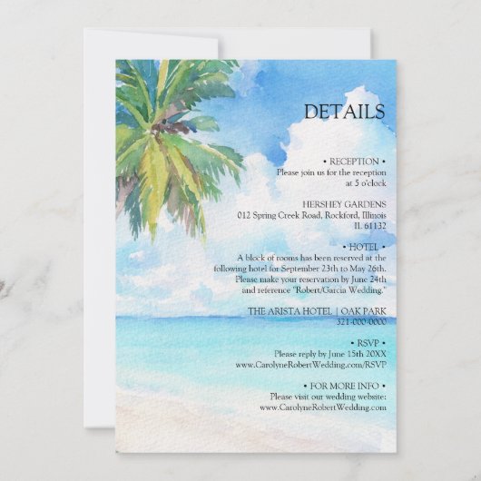 Minimaal tropisch Zee van de palmboom in één bruil Kaart (Achterkant)