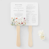 Minimaal trouwprogramma met wilde bloemen handwaaier (Voorkant en achterkant)