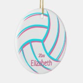 minimaal turkooise roze girly keepomwille volleyba keramisch ornament (Rechts)