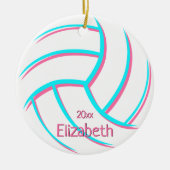 minimaal turkooise roze girly keepomwille volleyba keramisch ornament (Voorkant)
