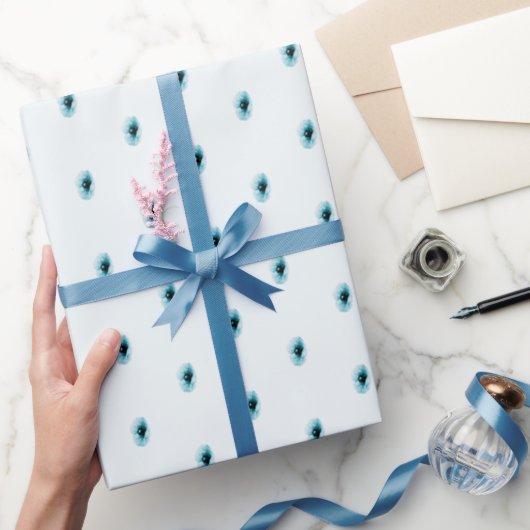 Minimaal Turquoise Bloem Inpakpapier (Geschenken)