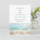 Minimaal Turquoise Zee Plumeria Flowers Bruiloft Kaart (Staand voorkant)