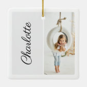 Minimaal twee foto Gepersonaliseerd naam wit Keramisch Ornament (Achterkant)