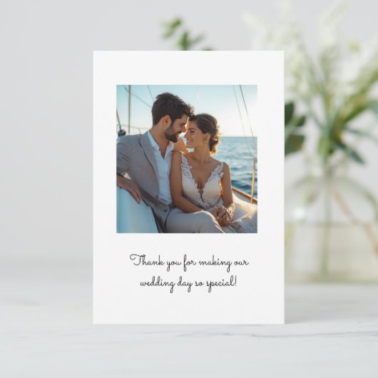 Minimaal twee foto's bruiloft bedankkaart (Staand voorkant)