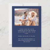 Minimaal twee fotoscript Navy Blue Save The Date (Achterkant)