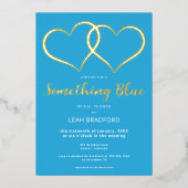 Minimaal twee harten iets blauw Vrijgezellenfeest Folie Uitnodiging (Voorkant)