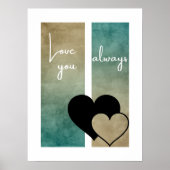 Minimaal twee harten Turquoise Taupe liefde je alt Poster (Voorkant)