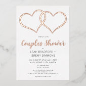 Minimaal twee harten zwart wit koppels douche folie uitnodiging (Voorkant)