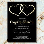 Minimaal twee harten zwart wit koppels douche folie uitnodiging