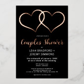 Minimaal twee harten zwart wit koppels douche folie uitnodiging (Voorkant)
