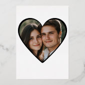 Minimaal Twee Harten Zwart Wit Paar Douche Foto Folie Uitnodiging (Achterkant)