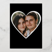 Minimaal Twee Harten Zwart Wit Paar Douche Foto Folie Uitnodiging (Achterkant)