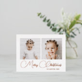 Minimaal twee kerstfoto's folie feestdagen briefkaart (Staand Voorkant)
