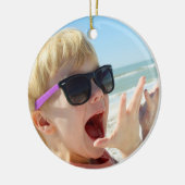 Minimaal twee kerstvakantie foto keramisch ornament (Links)