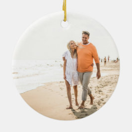 Minimaal twee kerstvakantie foto keramisch ornament