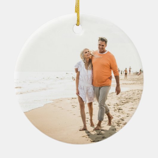 Minimaal twee kerstvakantie foto keramisch ornament (Achterkant)