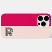 Minimaal twee kleuren blok Roos Raspberry Monogram Case-Mate iPhone Case (Achterkant (horizontaal))