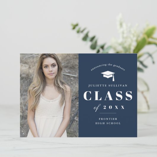 Minimaal type foto-Afstuderen Aankondiging (Staand voorkant)