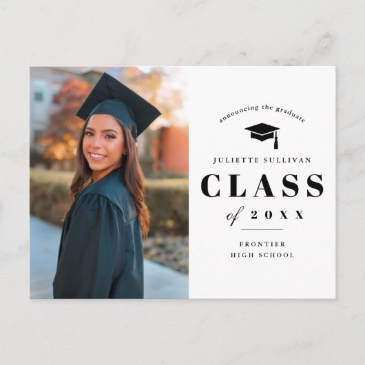 Minimaal type foto-Afstuderen Uitnodiging Briefkaart (Voorkant)
