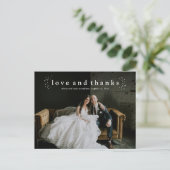 Minimaal type liefde en Bedankt fotohuwelijk Briefkaart (Staand voorkant)