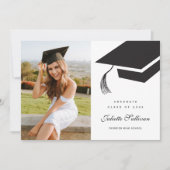 Minimaal Type Zwart-wit Pet Foto Afstuderen Kaart (Voorkant)