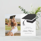 Minimaal Type Zwart-wit Pet Foto Afstuderen Kaart (Staand voorkant)