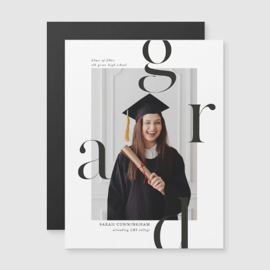 Minimaal Typografie Afstuderen Aankondigingsmagnee (Voorkant / Achterkant)