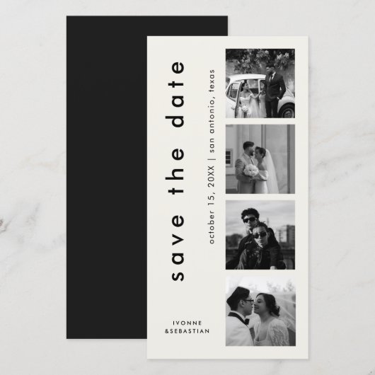 Minimaal Typografie Foto Bladwijzer Elegant Huweli Save The Date (Voorkant / Achterkant)