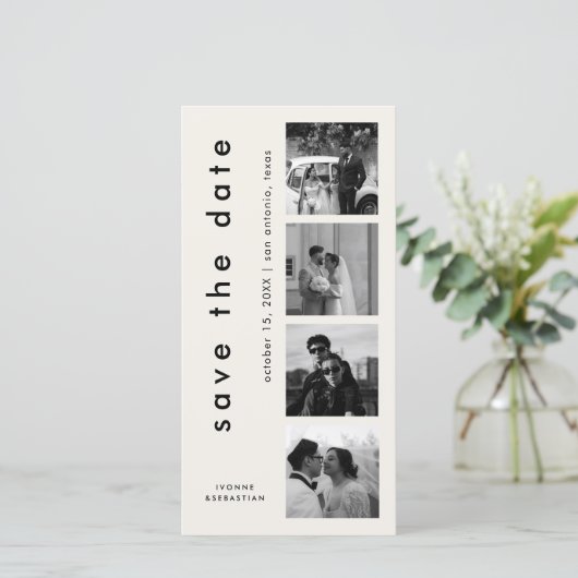 Minimaal Typografie Foto Bladwijzer Elegant Huweli Save The Date (Staand voorkant)