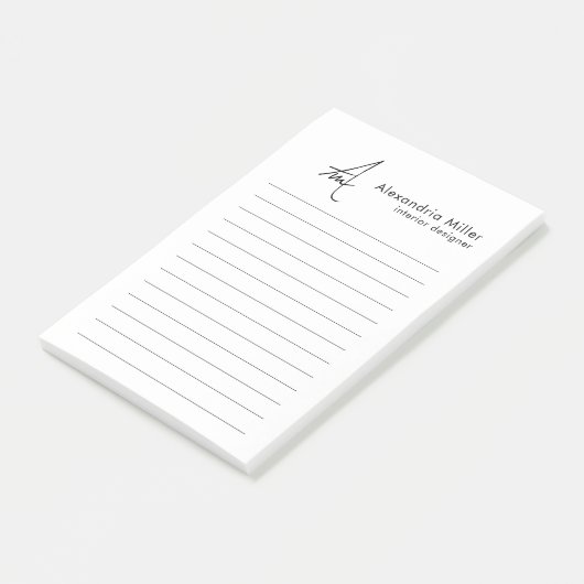 Minimaal uitgelijnd Script Monogram Post-it® Notes (Schuin)