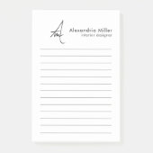 Minimaal uitgelijnd Script Monogram Post-it® Notes (Voorkant)